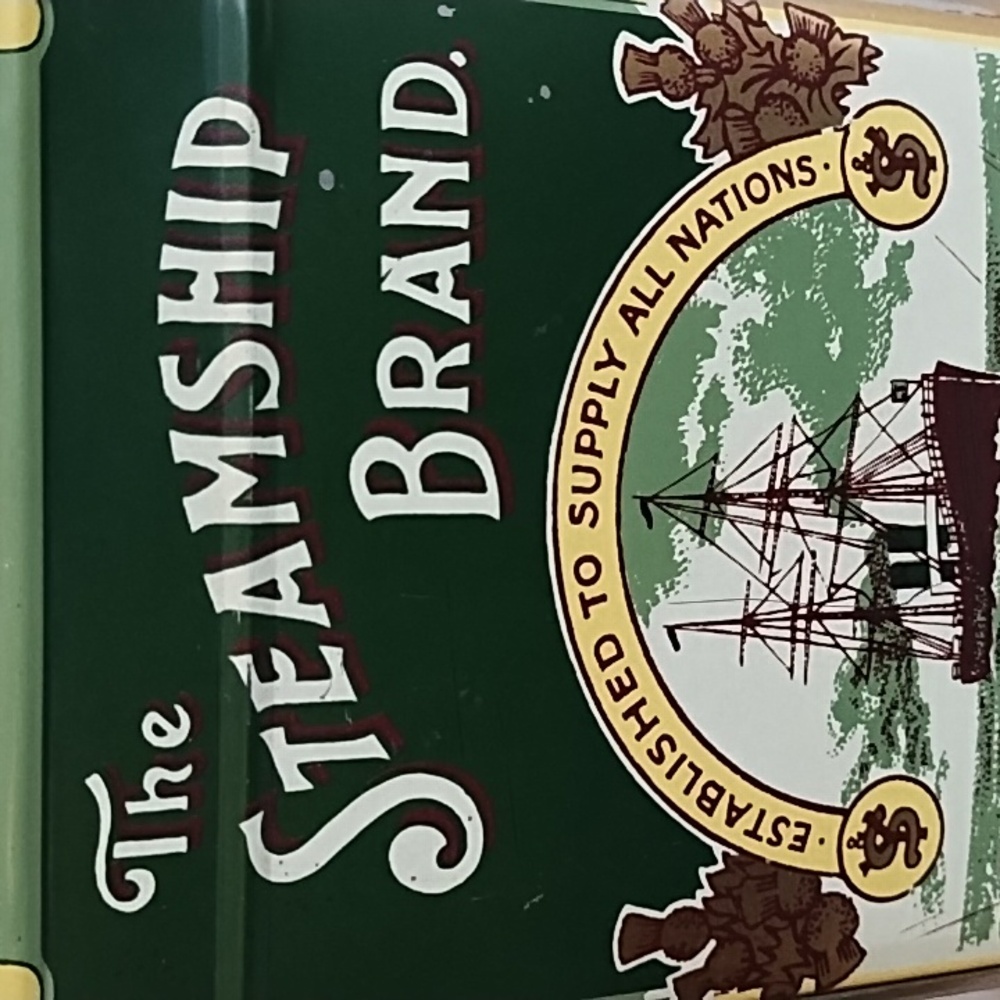 STEAMSHIP TIN - STEAMSHIP  BRAND MOLASSES VINTAGE, DEEP GREEN AND GOLD - Picture 7 of 7
